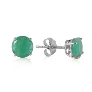 galaxy gold gg 14k solid high polished white gold "spring doesn't fade" earrings with 0.95 carat emerald