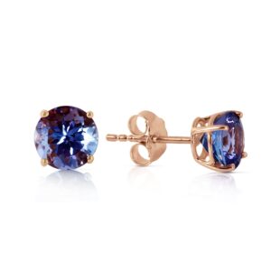 galaxy gold gg 14k solid rose gold stud earrings with 0.95 carat natural tanzanite