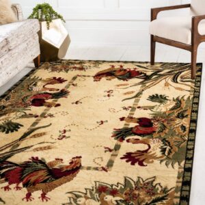 Unique Loom Barnyard Collection Area Rug - Farm (3' 3" x 5' 3" Rectangle, Cream/ Black)