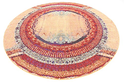 Unique Loom Estrella Collection Rustic, Distressed, Modern, Abstract Area Rug, 8 ft, Orange/Black