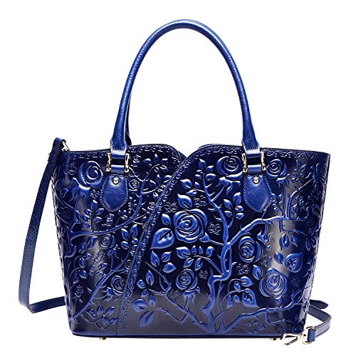 PIJUSHI Designer Handbags For Women Floral Purses Top Handle Handbags Satchel Bags (22328 Blue