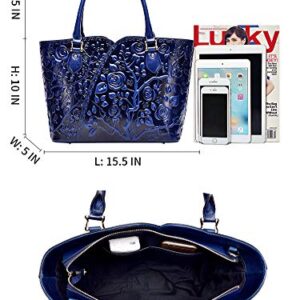 PIJUSHI Designer Handbags For Women Floral Purses Top Handle Handbags Satchel Bags (22328 Blue