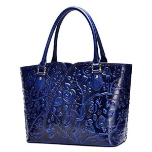 PIJUSHI Designer Handbags For Women Floral Purses Top Handle Handbags Satchel Bags (22328 Blue