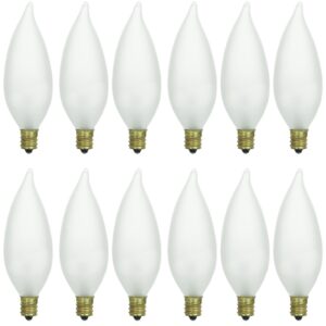 sunlite incandescent 25 watt flame tip chandelier 178 lumens frost light bulb 12 pack