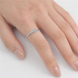 Oxidized Leaf Fashion Feather Ring New .925 Sterling Silver Band Size 3