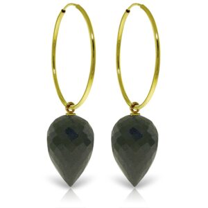 galaxy gold gg 14k solid gold hoop earrings with pointy briolette drop black spinel