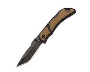 outdoor edge 2.5" coyote-brown chasm - edc lockback folding pocket knife with non-reflective blackstone coated stainless steel blade and pocket clip