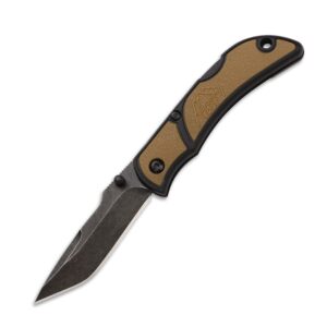 OUTDOOR EDGE 2.5" Coyote-Brown Chasm - EDC Lockback Folding Pocket Knife with Non-Reflective Blackstone Coated Stainless Steel Blade and Pocket Clip