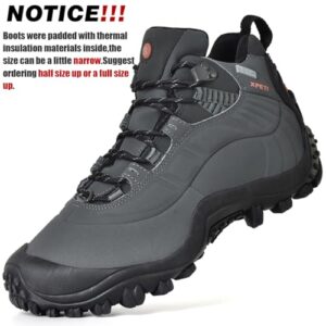 Manfen Men's Thermador Waterproof Hiking Boot Hunting Outdoor Boot, Light Grey, 9.5