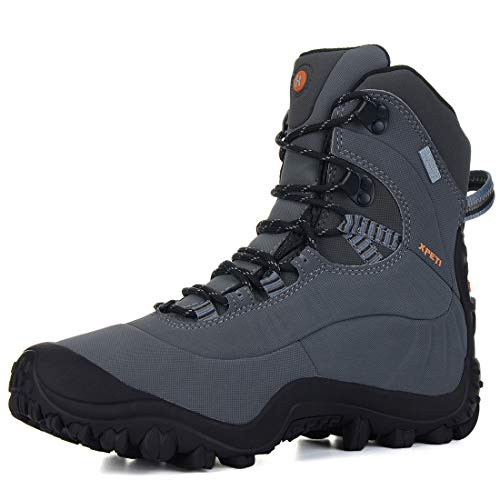 Manfen Men's Thermator Mid-Rise Waterproof Hiking Boots Trekking Outdoor Boots, Grey, 11