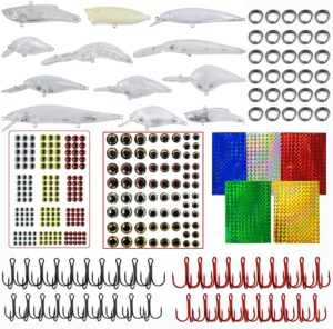 unpainted fishing lures blank minnow crankbaits hard bait bodies set fishing treble hooks fishing split rings diy fishing tackle kit 342pcs