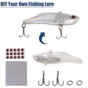 Unpainted Fishing Lures Blank Minnow Crankbaits Hard Bait Bodies Set Fishing Treble Hooks Fishing Split Rings DIY Fishing Tackle Kit 342pcs