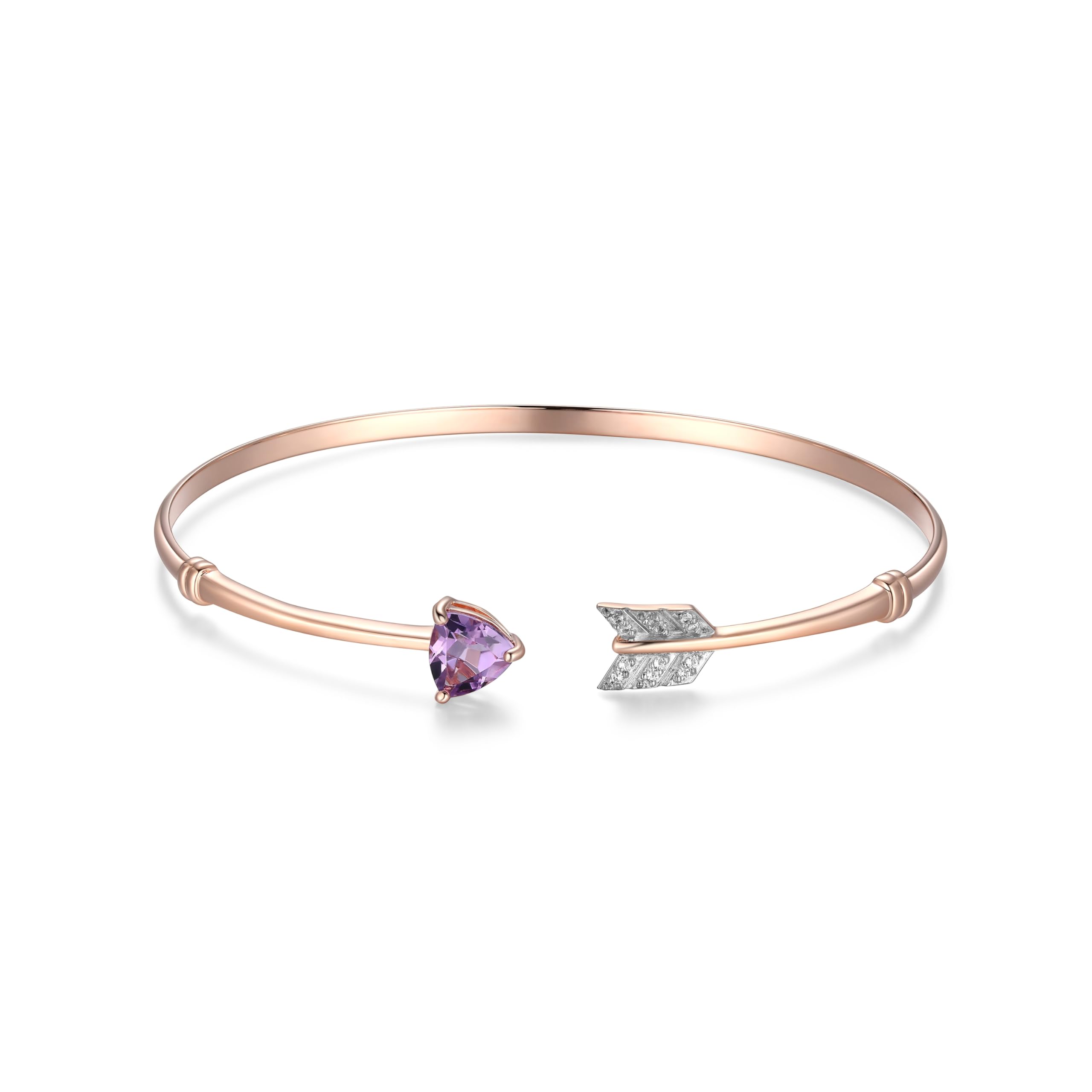 MORGAN & PAIGE 18k Rose Gold over Sterling Silver Pink Amethyst and Created White Sapphire Arrow Open Bangle Bracelet