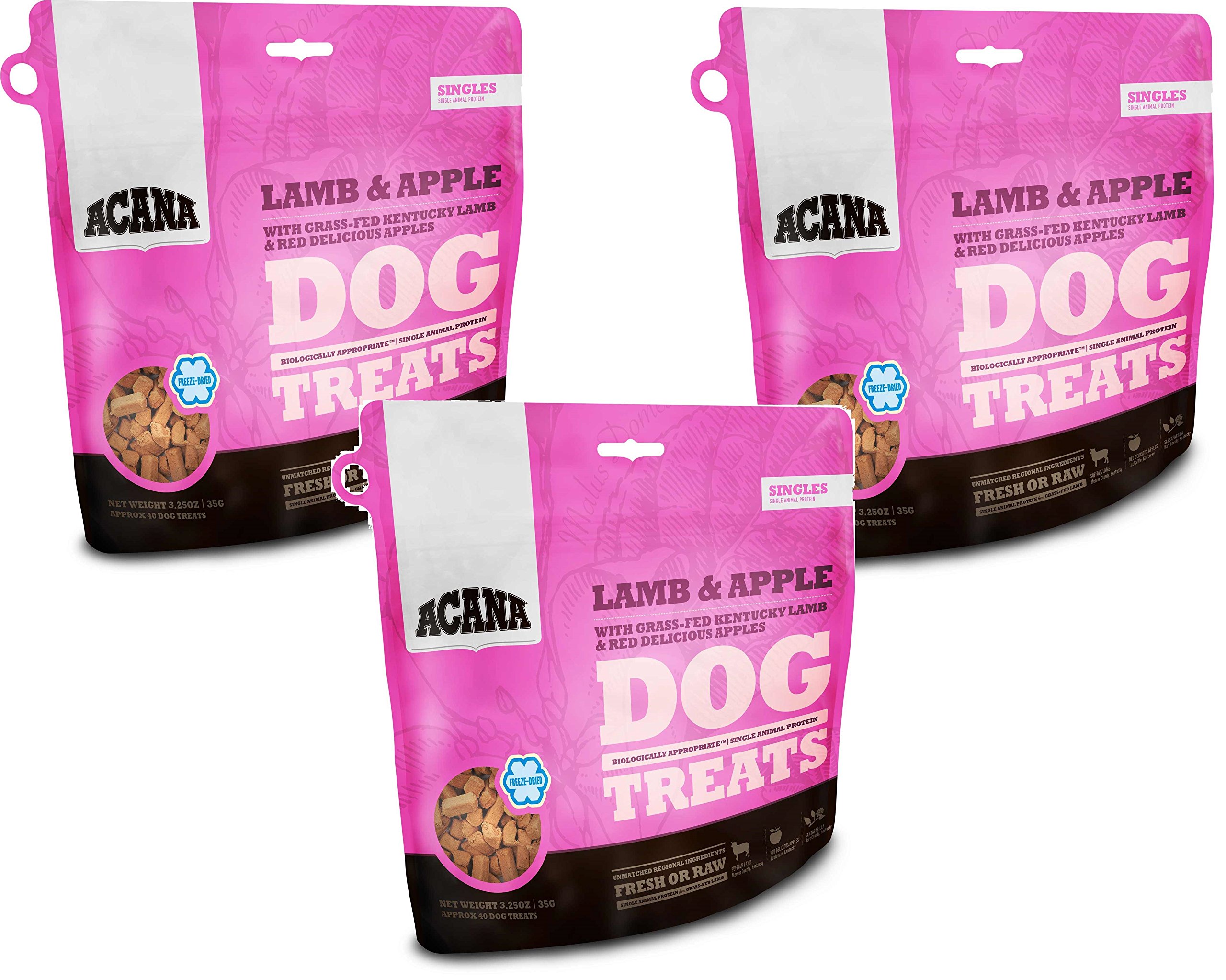 ACANA Singles Dog Treats - Lamb and Apple, 3.25oz Each (3 Pack)