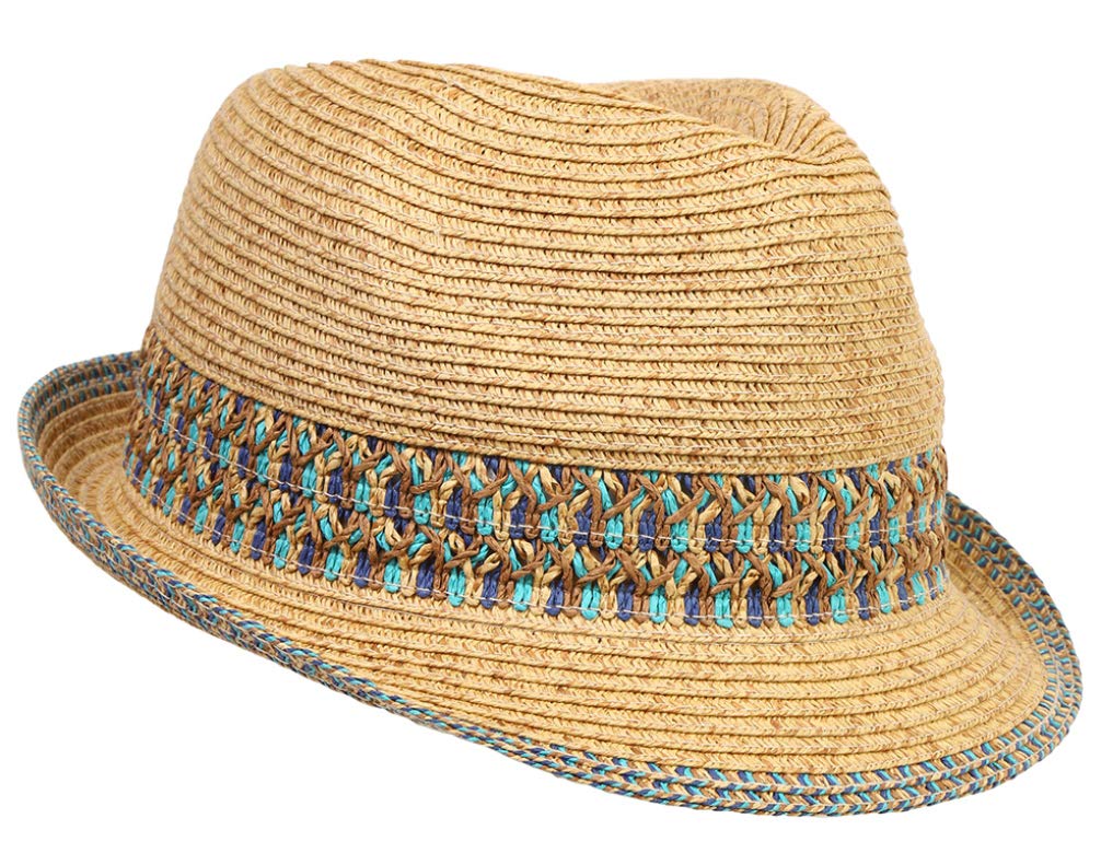 Funky Junque Multicolor Woven Fedora - Blue