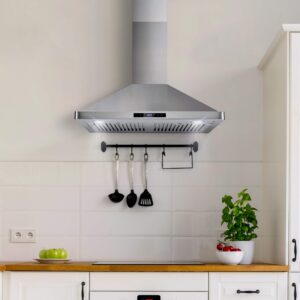 COSMO COS-63175S Wall Mount Range Hood with Ducted Convertible Ductless (No Kit Included), Ceiling Chimney-Style Stove Vent, LEDs Light, Permanent Filter, 3 Speed Fan in Stainless Steel (30 inch)