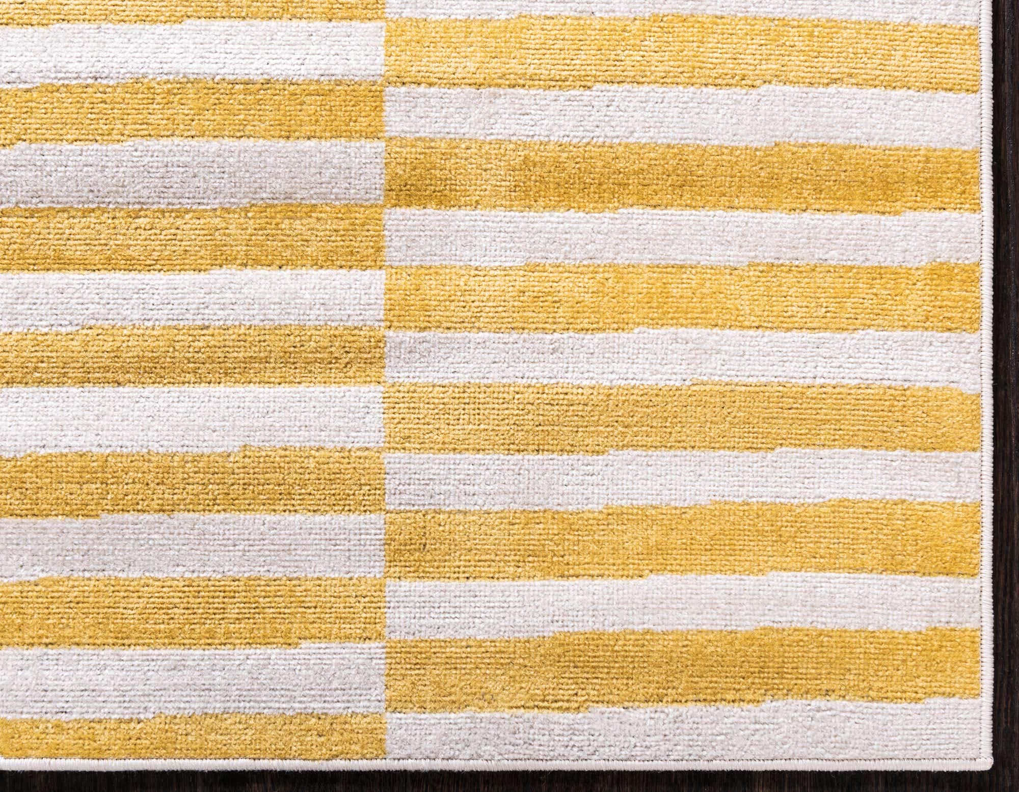 Unique Loom Williamsburg Collection Casual Transitional Thick Alternating Stripes Area Rug, 4 x 6 ft, Yellow/Beige