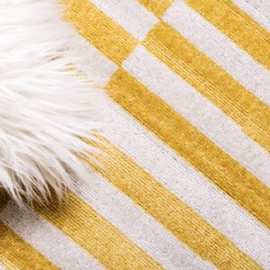 Unique Loom Williamsburg Collection Casual Transitional Thick Alternating Stripes Area Rug, 4 x 6 ft, Yellow/Beige