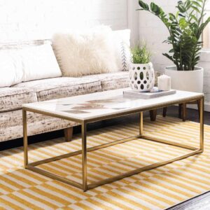 Unique Loom Williamsburg Collection Casual Transitional Thick Alternating Stripes Area Rug, 4 x 6 ft, Yellow/Beige