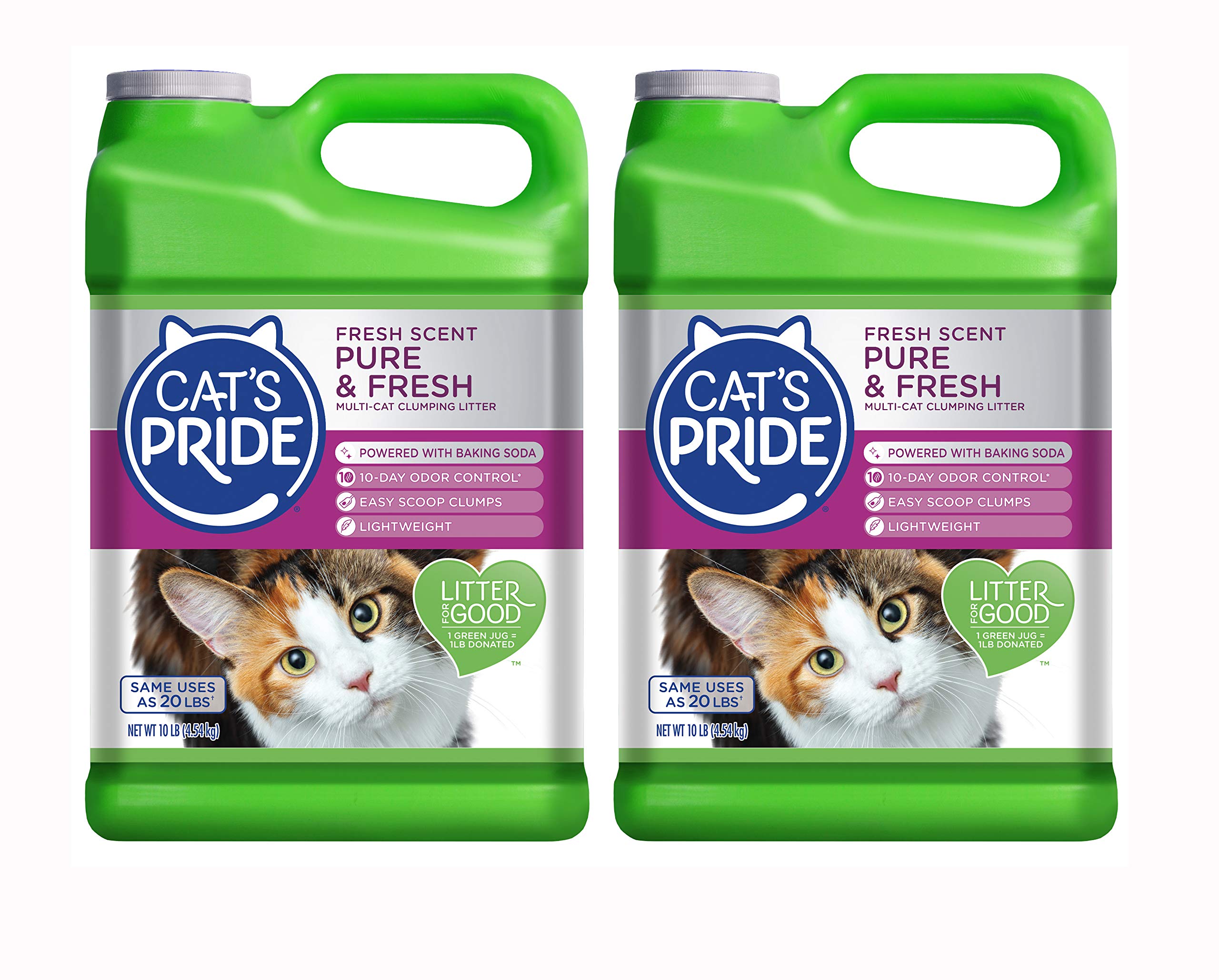 Cat's Pride Fresh Scent Pure & Fresh Multi-Cat Clumping Litter, 10-Pound Jug, Pack of 2