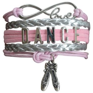 infinity collection dance bracelet- dance jewelry - pink ballet shoe dance bracelet for dance recitals