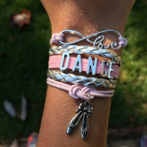 Infinity Collection Dance Bracelet- Dance Jewelry - Pink Ballet Shoe Dance Bracelet for Dance Recitals