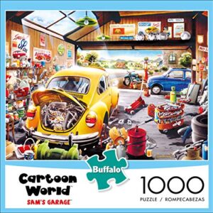 Buffalo Games - Hiro Tanikawa - Cartoon World - Sam's Garage - 1000 Piece Jigsaw Puzzle Yellow, Red, Brown, 26.75"L X 19.75"W