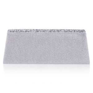 Damara Women Dazzling Crystal Trim Classic Clutch Cocktail Bag,Grey