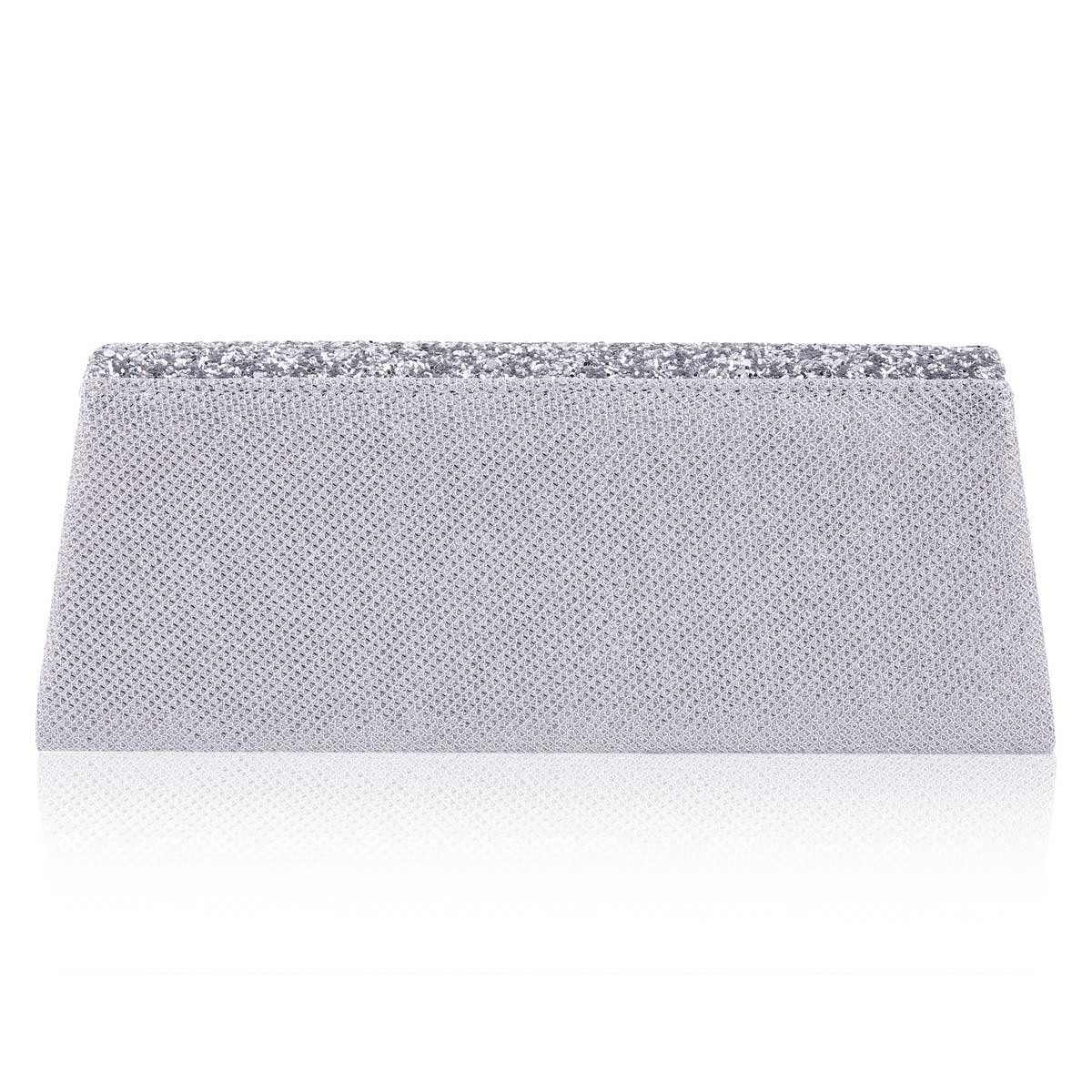 Damara Women Dazzling Crystal Trim Classic Clutch Cocktail Bag,Grey