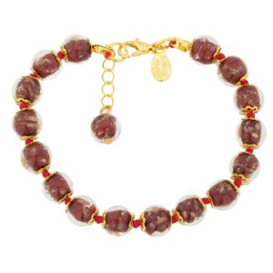 Glass Of Venice Murano Glass Bracelet Italian Red Sommerso Sparkling Beads Handmade Blown Glass - Murano Glass Bracelets for Women