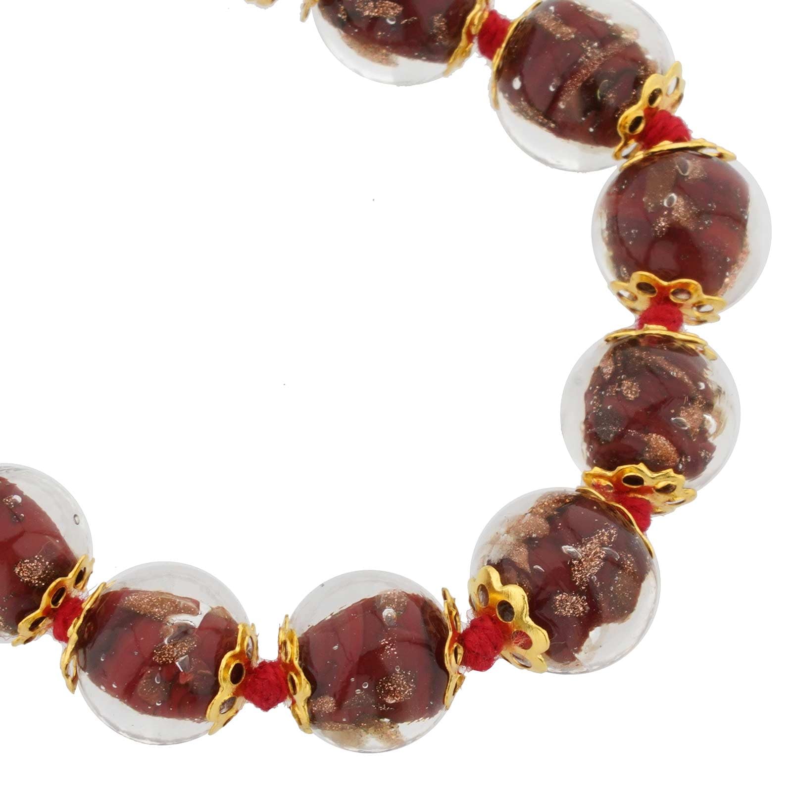 Glass Of Venice Murano Glass Bracelet Italian Red Sommerso Sparkling Beads Handmade Blown Glass - Murano Glass Bracelets for Women