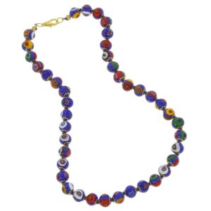 glassofvenice murano glass mosaic necklace - blue