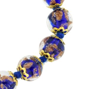 Glass Of Venice Murano Glass Bracelet Italian Blue Sommerso Sparkling Beads Handmade Blown Glass - Murano Glass Bracelets for Women