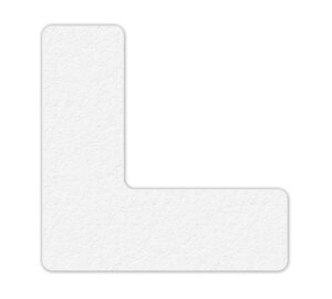 incom manufacturing laminated 5s workplace floor organization markers, l shaped, thick textured anti-slip, white, 6 inch x 6 inch, 25 pack, lm110w