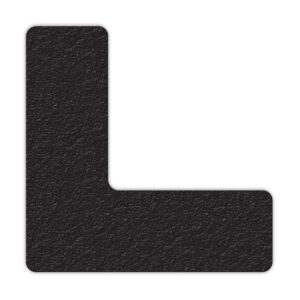 INCOM Manufacturing: 5S / Lean Textured Floor Organization Layout Markers – L/Corner Shape, 6 inch x 6 inch, Black (Pack of 25)