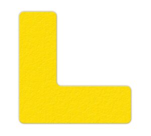 incom manufacturing laminated 5s workplace floor organization markers, l shaped, thick textured anti-slip, yellow, 6 inch x 6 inch, 25 pack, lm110y