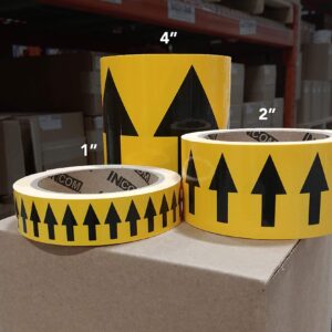 INCOM Manufacturing: Directional Flow Arrow Pipe Identification Vinyl Marking Adhesive Tape, 4 inch x 108 ft., Orange/Black