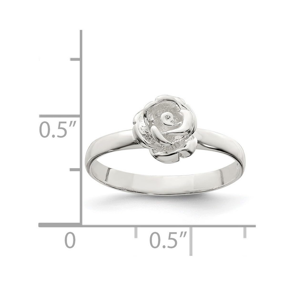 925 Sterling Silver 8mm Rose Ring Size 8 Jewelry for Women