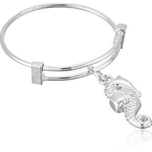 Alex and Ani Expandable Wire Ring, Seahorse, Sterling Silver Stackable Ring, Size 7-9