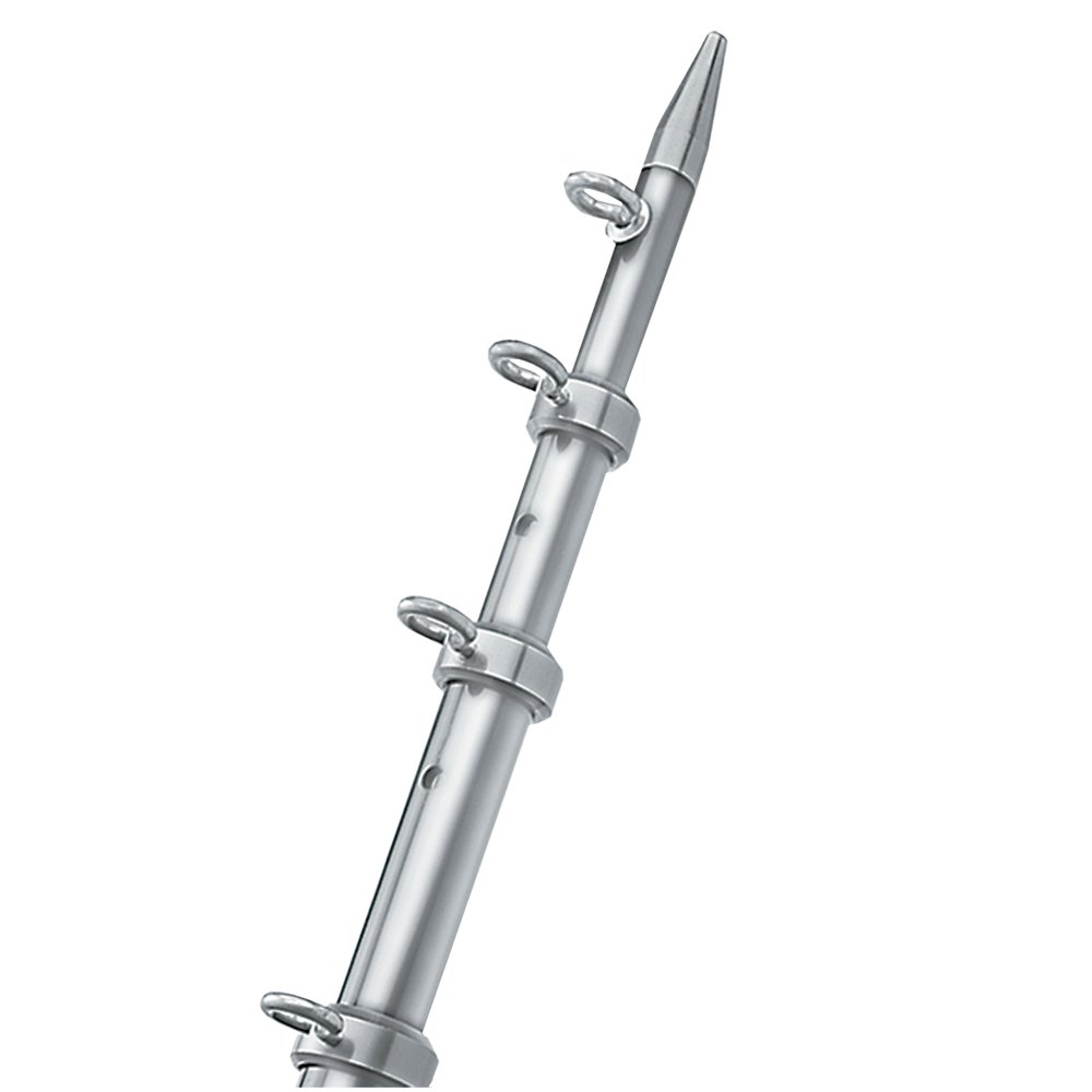 TACO Marine OT-0442VEL15 Aluminum Tele-Outrigger Pole - 1-1/8" x 15', Silver/Silver