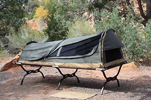 KODIAK CANVAS 1-Person Canvas Swag Tent with Sleeping Pad, Olive, One Size