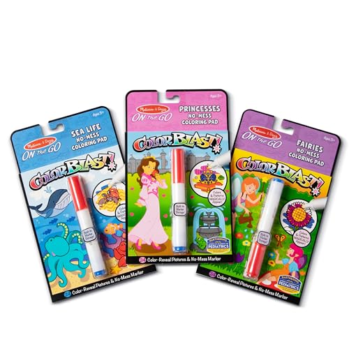 Melissa & Doug On the Go ColorBlast! Activity Books Set - Fairy, Princess, and Sea Life