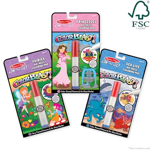 Melissa & Doug On the Go ColorBlast! Activity Books Set - Fairy, Princess, and Sea Life