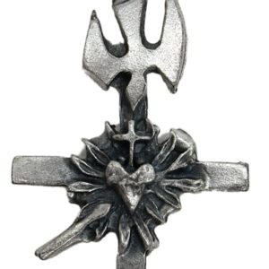 Religious Gifts by San Francis Imports, Inc Silver Tone Confirmation Cross Pendant with Sacred Heart and Holy Dove, 1 7/8 Inch