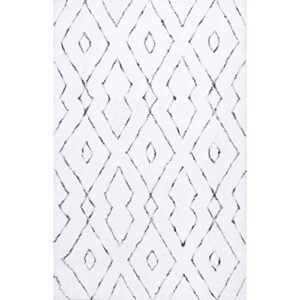 nuLOOM Beaulah Modern Trellis Shag Area Rug, 7' 6" x 9' 6", White