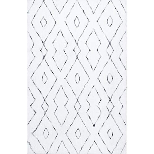 nuLOOM Beaulah Modern Trellis Shag Area Rug, 7' 6" x 9' 6", White