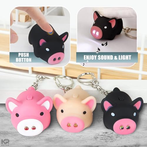 KETAR 3Pcs Pig Keychain Cute Backpack Keychain - Pig Funny Keychain Led Light Backpack Keychain Flashlight - Led Light Keychain Animal Backpack Pig Women Keychain Led Flashlight