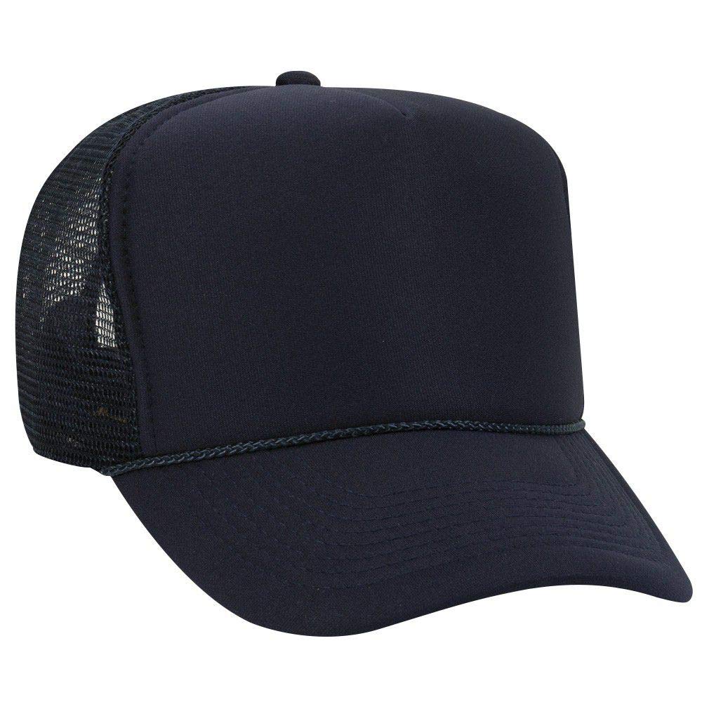 OTTO Polyester Foam Front 5 Panel High Crown Mesh Back Trucker Hat - Navy