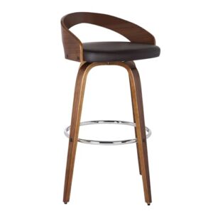 armen living lcsobabrwa30 sonia barstool with polyurethane upholstery, 30"h, walnut wood finish/brown