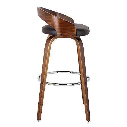 Armen Living LCSOBABRWA30 Sonia Barstool with Polyurethane Upholstery, 30"H, Walnut Wood Finish/Brown